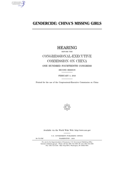 Gendercide: China’S Missing Girls