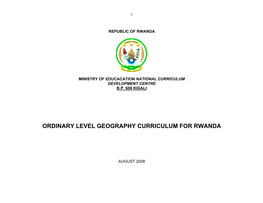 Ordinary Level Geography Curriculum for Rwanda