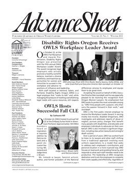 Disability Rights Oregon Receives OWLS Workplace Leader Award