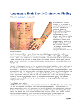 Acupuncture Heals Erectile Dysfunction Finding Published by Healthcmi on 02 May 2018