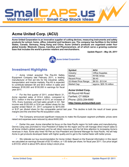 Acme United Corp. (ACU)