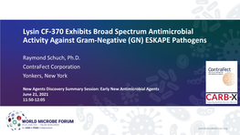 Lysin CF-370 Exhibits Broad Spectrum Antimicrobial Activity Against Gram-Negative (GN) ESKAPE Pathogens