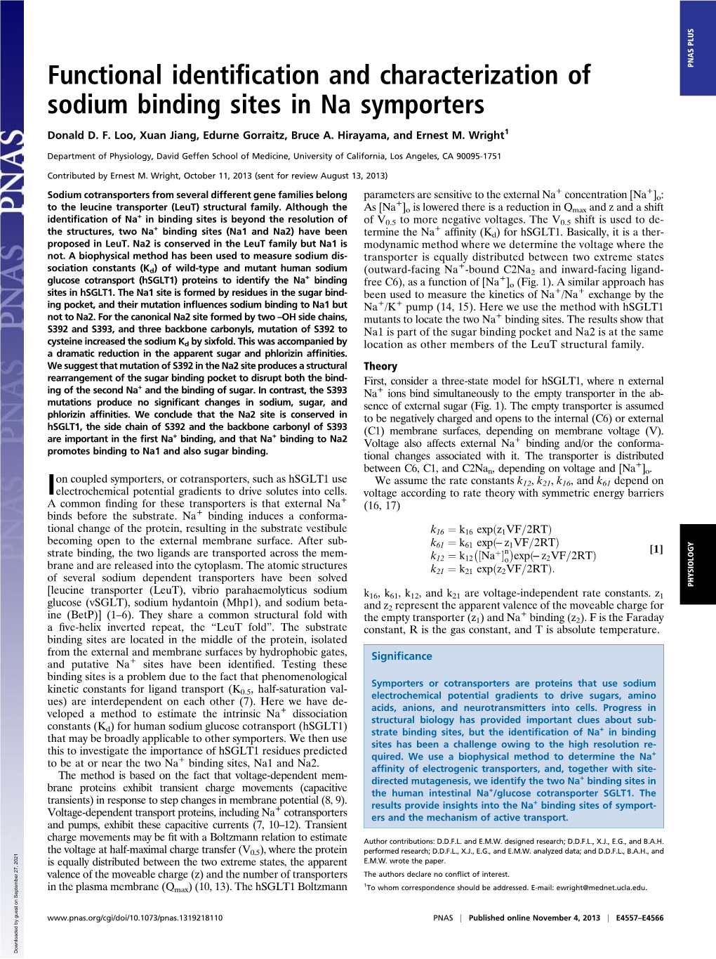 Functional Identification and Characterization of Sodium Binding