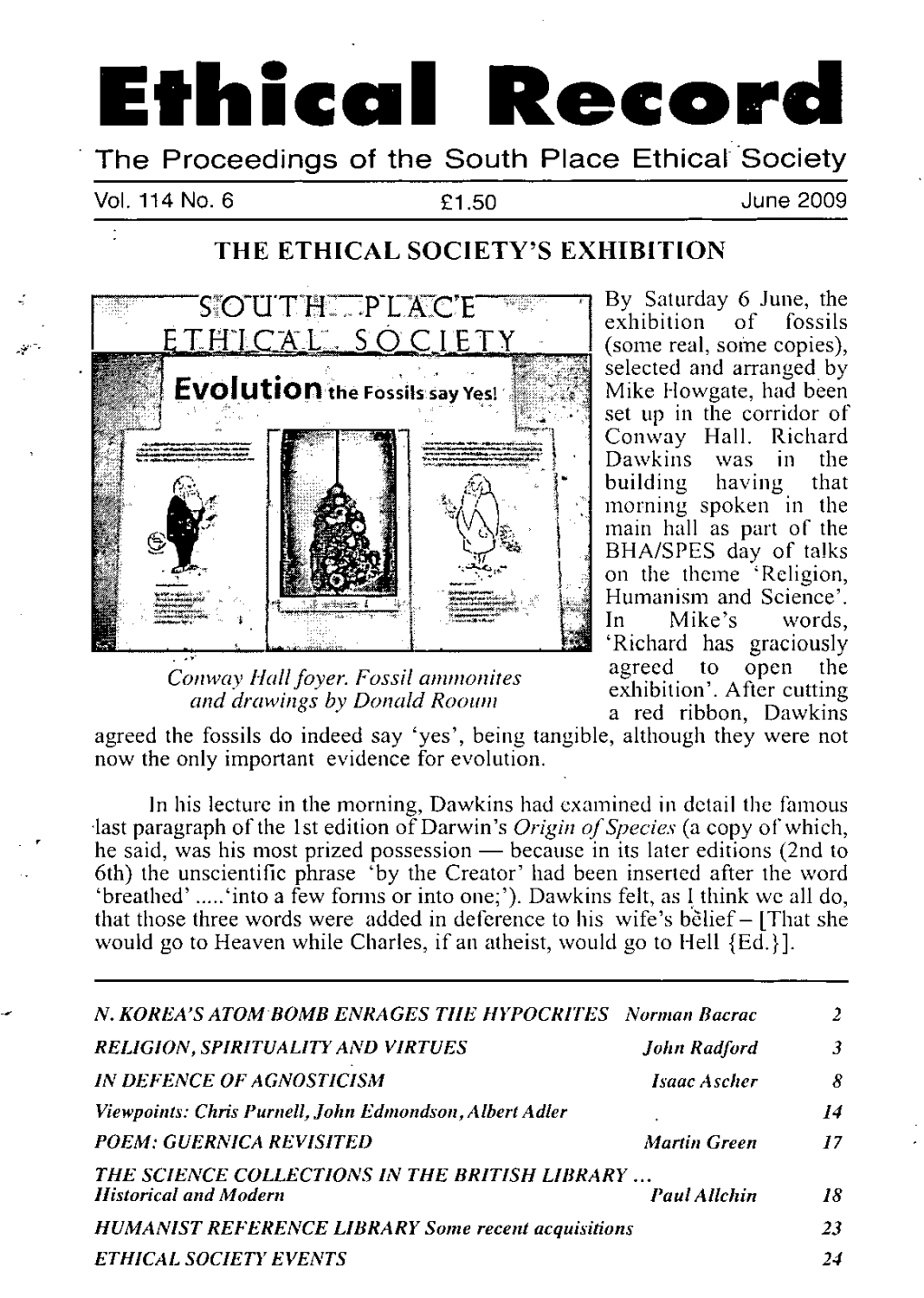 Ethical Record the Proceedings of the South Place Ethical Society Vol