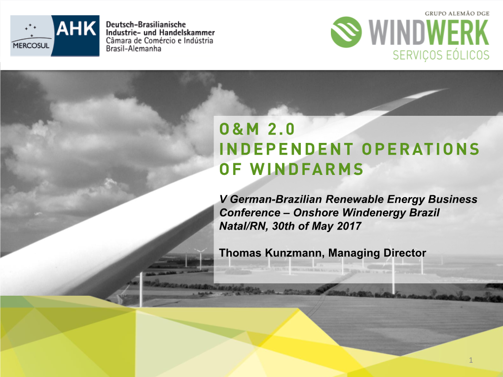 O&M 2.0 Independent Operations of Windfarms