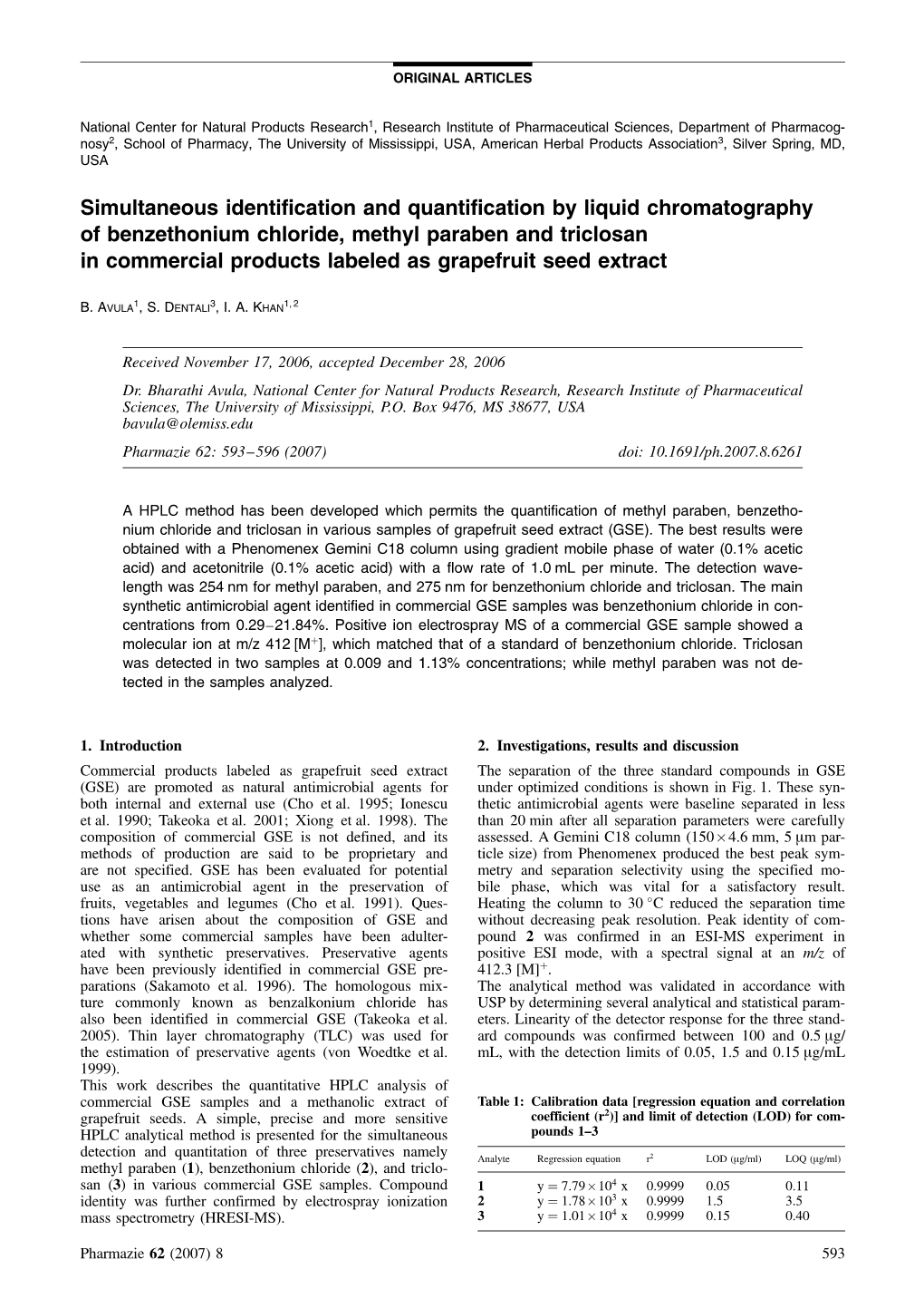 Simultaneous Identification and Quantification by Liquid