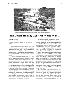 Desert Training Center (Signal Corps Photo) the Desert Training Center in World War II