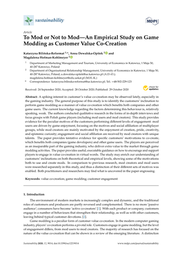 To Mod Or Not to Mod—An Empirical Study on Game Modding As Customer Value Co-Creation