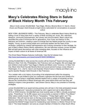 Macy's Celebrates Rising Stars in Salute of Black
