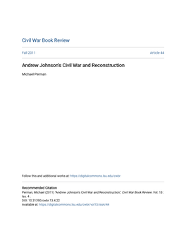 Andrew Johnson's Civil War and Reconstruction