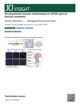 Developmental Vascular Malformations in EPAS1 Gain-Of- Function Syndrome