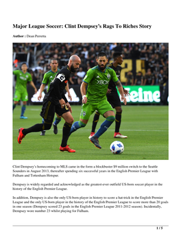 Major League Soccer: Clint Dempsey’S Rags to Riches Story