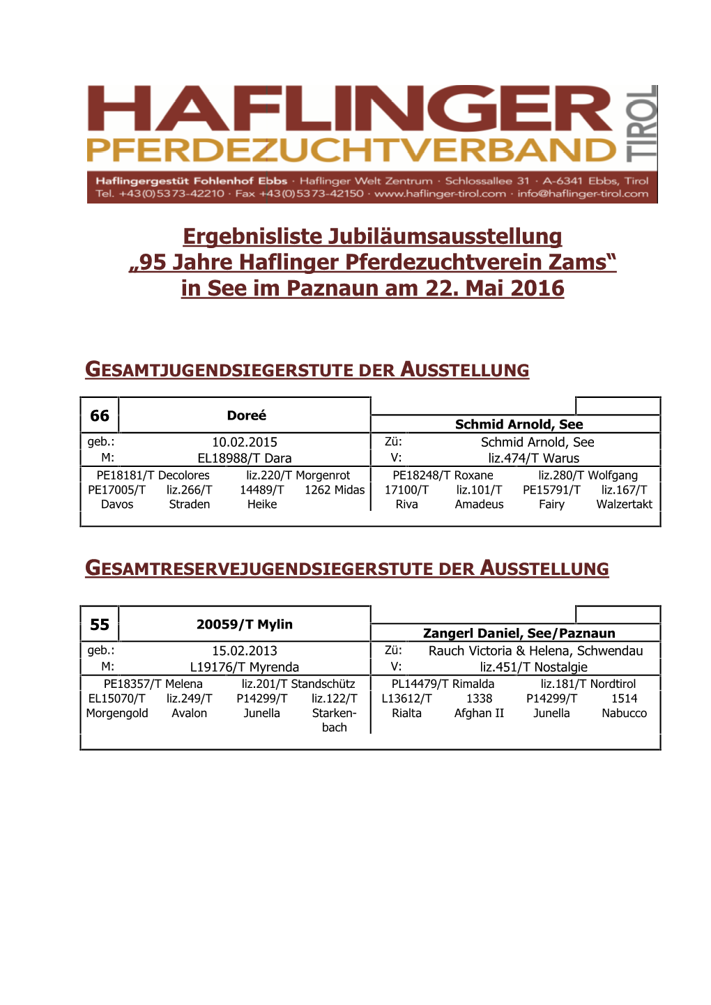 Ergebnis Ausstellung Zams 2016