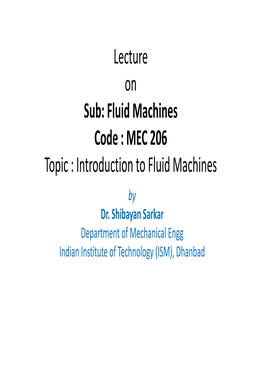 Introduction to Fluid Machines by Dr