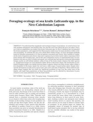 Foraging Ecology of Sea Kraits Laticauda Spp. in the Neo-Caledonian Lagoon