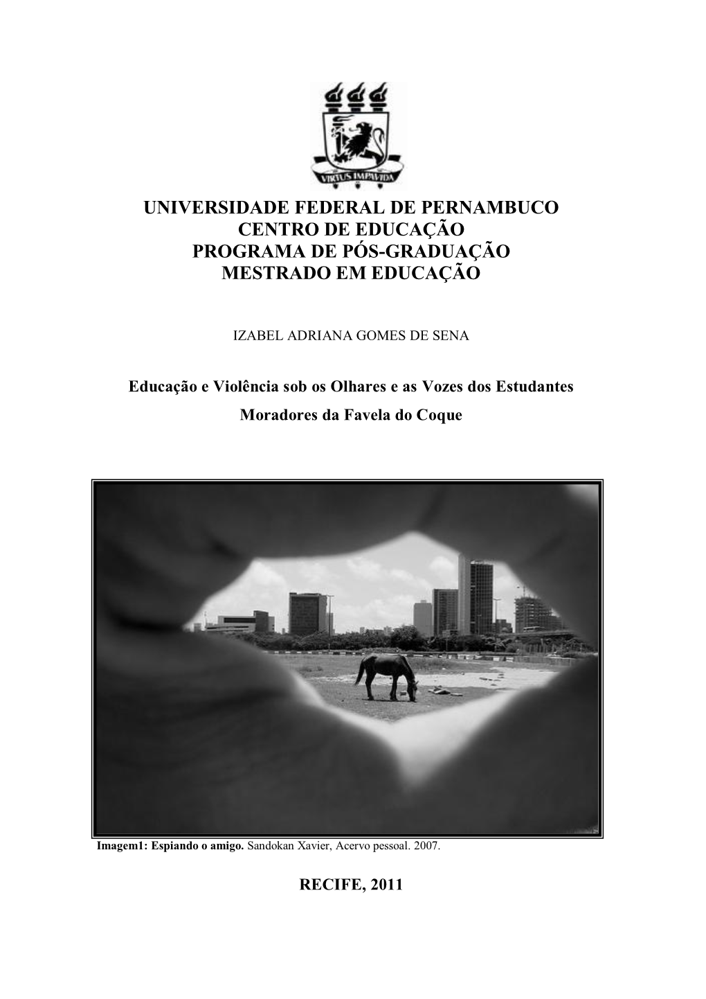 Universidade Federal De Pernambuco Centro De Educação Programa De Pós-Graduação Mestrado Em Educação