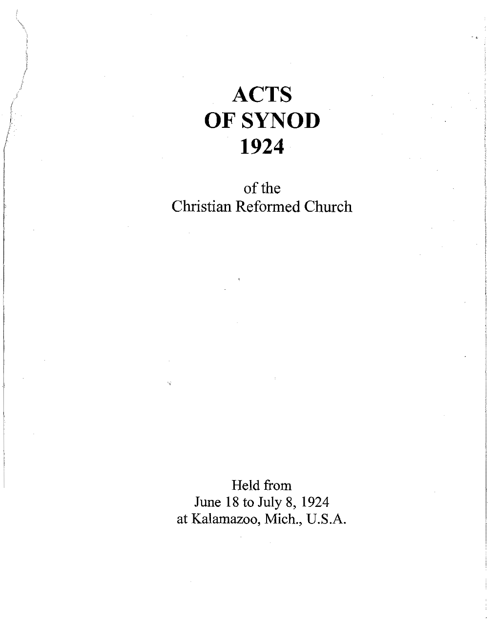 Acts of Synod 1924