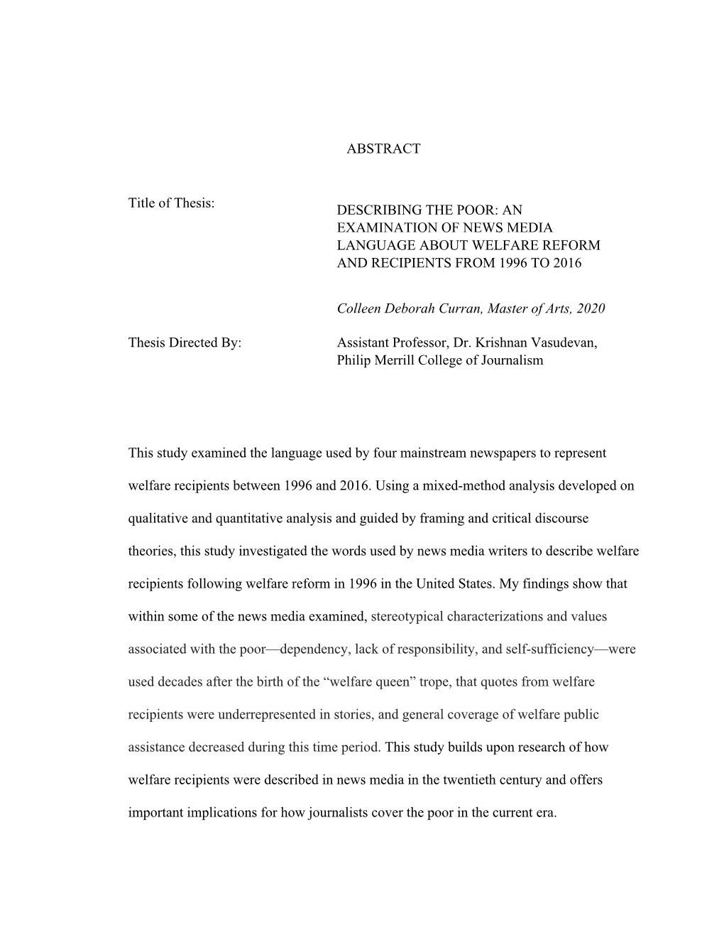 An Examination of News Media Language About Welfare Reform and Recipients from 1996 to 2016