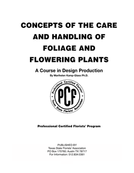 Concepts of the Care and Handling of Foliage and Flowering Plants