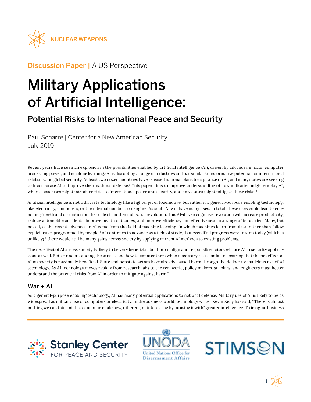 Military Applications of Artificial Intelligence: Potential Risks to ...