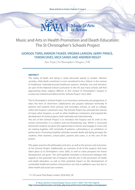 Music and Arts in Health Promotion and Death Education: the St Christopher’S Schools Project