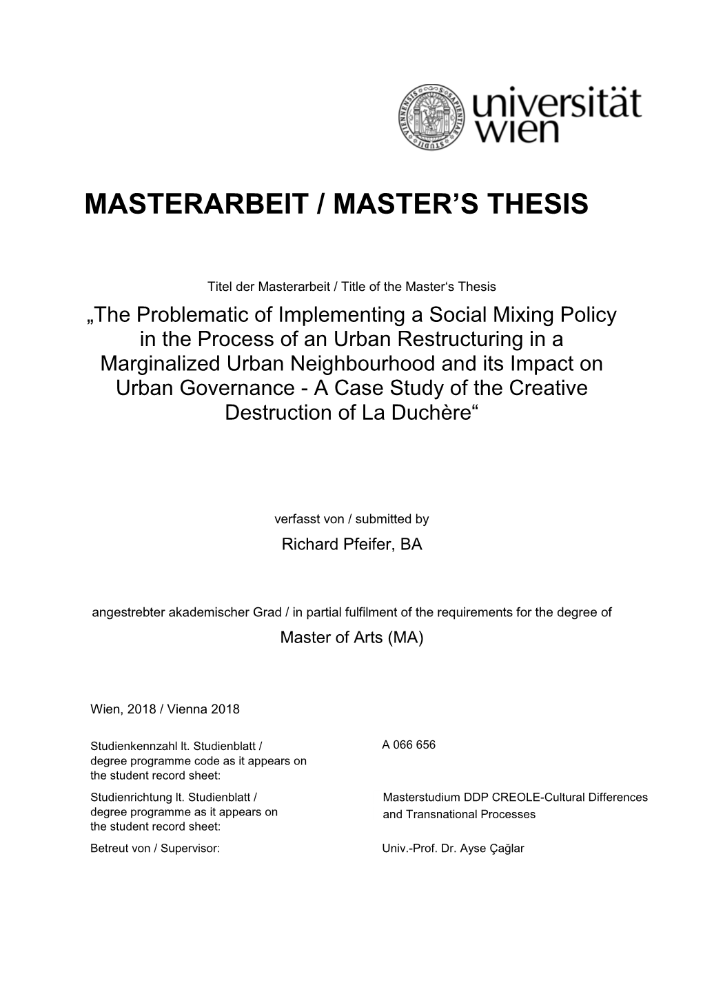 Masterarbeit / Master's Thesis