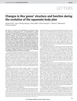 Changes in Hox Genes' Structure and Function During the Evolution of The