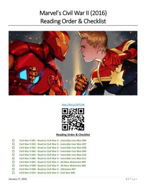 Marvel's Civil War II (2016) Reading Order & Checklist