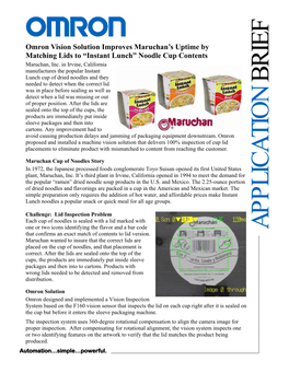 Application Brief: Maruchan Instant Lunch Noodle Cup Vision Inspection