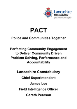 Lancashire Constabulary Chief Superintendent James Lee Field Intelligence Officer