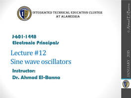 Lec#12: Sine Wave Oscillators