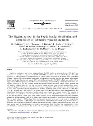 The Pitcairn Hotspot in the South Paci¢C: Distribution and Composition of Submarine Volcanic Sequences