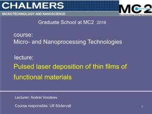 Pulsed Laser Deposition of Thin Films of Functional Materials