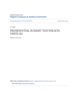 PRESIDENTIAL SUMMIT TED WILSON VISITS AU Andrews University