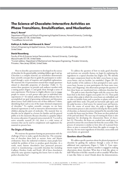 The Science of Chocolate: Interactive Activities on Phase Transitions, Emulsification, and Nucleation