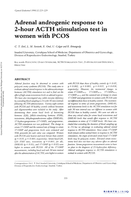 Adrenal Androgenic Response to 2-Hour ACTH Stimulation Test in Women with PCOS