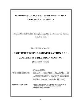 PARTICIPATORY ADMINISTRATION and COLLECTIVE DECISION MAKING [ Non - DLM Format ]