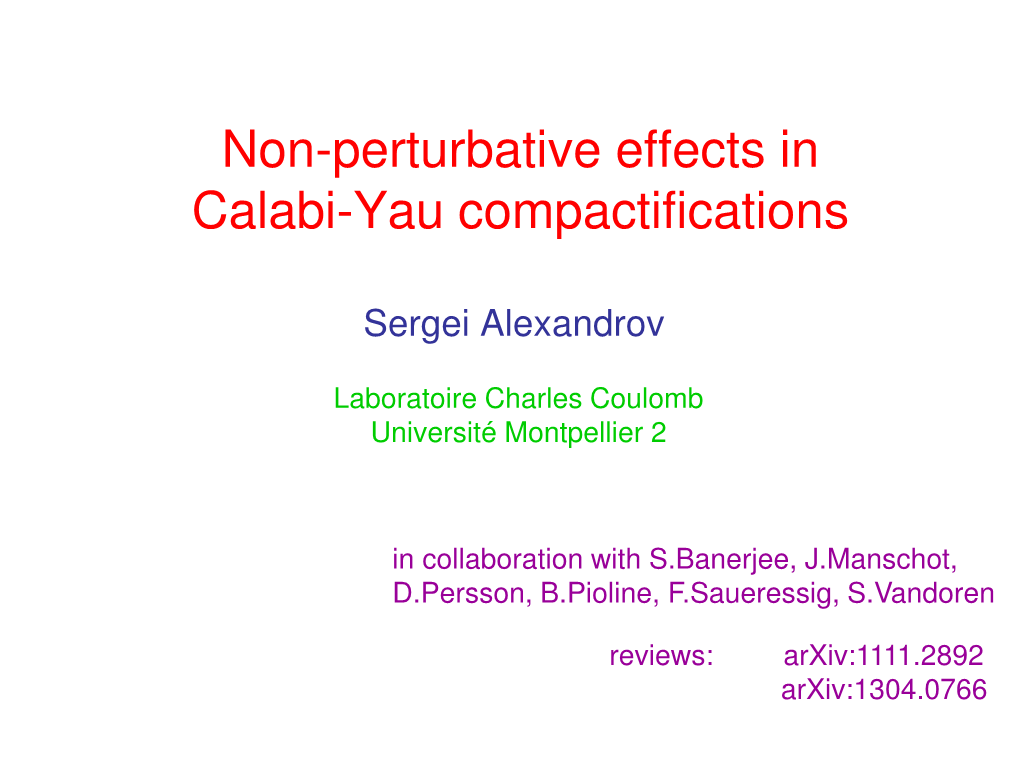 Non-Perturbative Effects in Calabi-Yau Compactifications