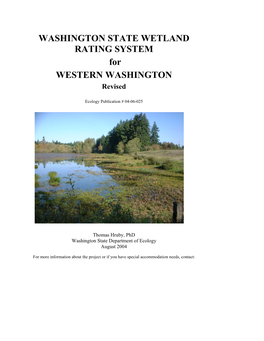 WASHINGTON STATE WETLAND RATING SYSTEM for WESTERN WASHINGTON Revised