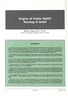 Origins of Public Health Nursing in Israel
