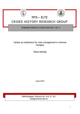 Mta – Elte Crises History Research Group