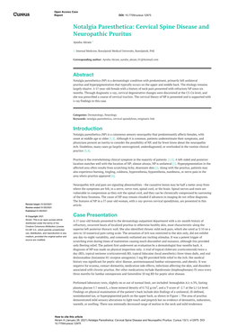 Notalgia Paresthetica: Cervical Spine Disease and Neuropathic Pruritus