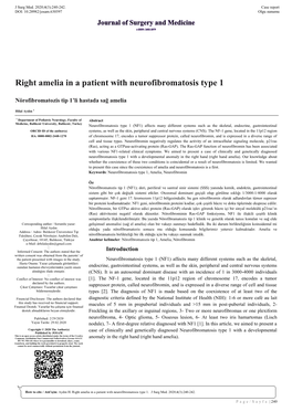 Right Amelia in a Patient with Neurofibromatosis Type 1