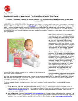 Meet American Girl's New Arrival: the Brand-New World of Bitty Baby!