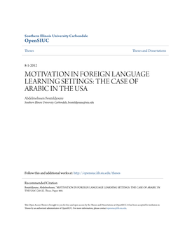 Motivation in Foreign Language Learning Settings