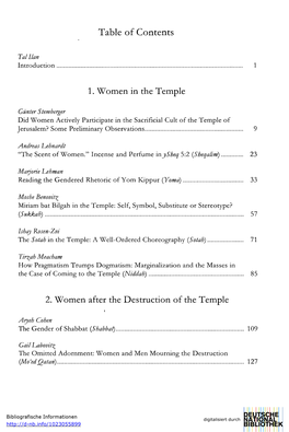 Table of Contents 1. Women in the Temple 2. Women After The