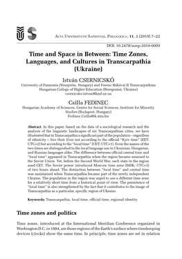 Time Zones, Languages, and Cultures in Transcarpathia (Ukraine)