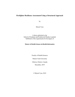 Firefighter Resilience Assessment Using a Structured Approach