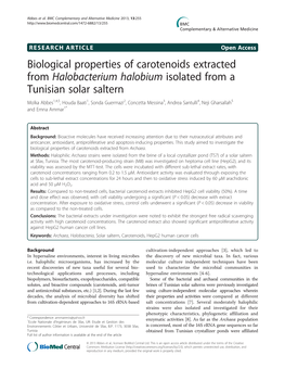 Biological Properties of Carotenoids Extracted from Halobacterium