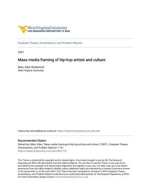 Mass Media Framing of Hip-Hop Artists and Culture